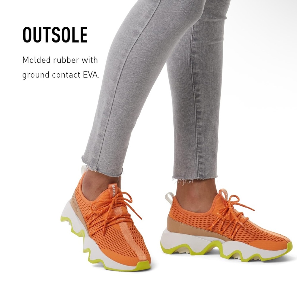 Orange Knit Wave-Sole Women's Sneakers
